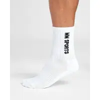 MM Sports Mid-Cut Socks 3-Pack, White - 35-38