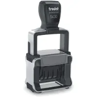 Trodat 134193, Blekkgjør seg selv, Tekst-/datostempel, Gummi, 23 x 40 mm, Sort, Rustfritt stål, Blå/rød