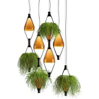 Kdln LED-hengelampe Viceversa, glass rav, 1 lyskilde