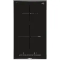 Bosch Serie | 6 PIB375FB1E - Induksjonskomfyrtopp - 2 plater - Nisje - bredde: 27 cm - dybde: 49 cm - med avfaset front- og baksideinnredning, - med sideprofiler - børstet aluminium / svart
