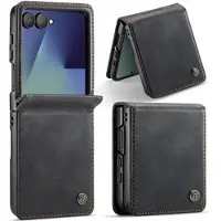 CASEME Samsung Galaxy Z Flip7 033 Lommebok-etui med kalvestruktur og RFID-blokkering - Svart