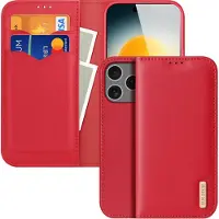 DUX iPhone 17 Pro Max Hivo Lommebok-deksel I Lær - Rød