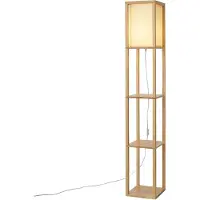 QAZQA Moderne gulvlampe tre med beige skjerm - Stojan