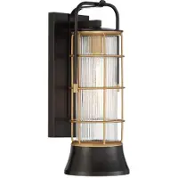 Quintiesse Utendørs vegglampe RIVAMAR, høyde 41 cm, svart/gull, IP44 E27