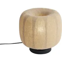 QAZQA Japandi bordlampe svart med beige linskjerm 27 cm - Nami