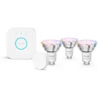 Philips Hue White & Color Ambiance Essential Starter Kit: 3 Stk. Gu10 Lyspærer (345 Lm) + Smart Button