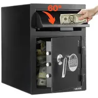 Vevor 1,2 kubikkfot droppsafe, stor kapasitet foran dropslot-safe med digitalt tastatur, kraftig 2-etasjes kontantoppbevaringsboks med reservenøkler for kontanter, bankkvittering, smykker, dokumenter,