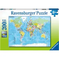 Ravensburger Puslespill - 200 Brikker - Verdenskart - - OneSize - Puslespill