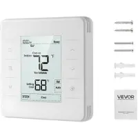 Vevor 7-dagers programmerbar termostat, hjemmetermostater for varmepumpe, klimaanlegg, gulvvarme, LED-skjerm med bakgrunnsbelysning og 1 kjøling + 1 varme, energieffektiv, bredt temperaturområde, hvit
