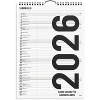 Adlibris Seinäkalenteri 2026 Black and white 2 kolumner A4 Burde