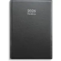 Adlibris Kalenteri 2026 Päiväkirja Musta muovikansi parikierresidottu 135x205 mm Burde