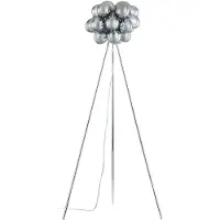 LUCANDE Gulvlampe Diborah, røykgrå, glass, 150 cm, G9