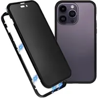 Mtp Products iPhone 16 Pro Magnetisk Deksel med Herdet Glass - Privacy - Svart