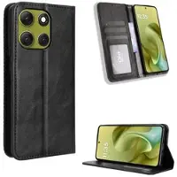 Mtp Products Motorola Moto G86 Retro Lommebok-deksel med Magnetisk Lukning - Svart