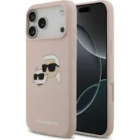 Karl Lagerfeld iPhone 17 Pro Max Double Heads MagSafe-deksel i flytende silikon - Rosa