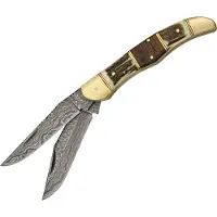 Damascus Filework Folding Hunter