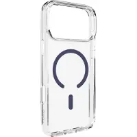 Puro Lite Mag TPU+PC-etui kompatibelt med MagSafe for iPhone 17 Pro - gjennomsiktig med blå ring
