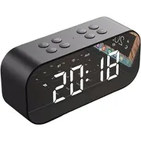 Mtp Products AEC BT501 Bluetooth-høyttaler med LED-vekkerklokke - Svart