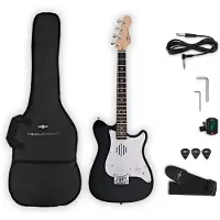 Gear4Music VISIONSTRING Mini Electric Guitar with In-Built Speaker Black