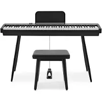 Gear4Music Keynote Compact Digital Stage Piano with Bluetooth Stool Pack