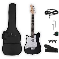 Gear4Music VISIONSTRING Mini Left-Handed Electric Guitar with In-Built Speaker Black