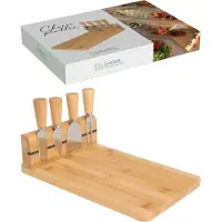 Excellent houseware ostebrett i bambus med kniver 30 x 21 cm, 5 stk.