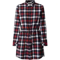 Pepe Jeans for woman. PL9537750 Marina red dress (S), Casual, Cotton, Long sleeve