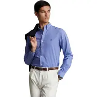 Ralph Lauren for man. 710928254003 Slim fit elasticated fil-à-fil shirt blue (XXL), Casual, Party, Cotton, Classic, Long sleeve