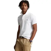 Ralph Lauren for man. 710666998002 Custom Fit white piqu polo shirt (3XL), Casual, Cotton, Short sleeve