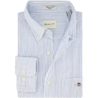 Gant for man. 3000230 Regular Fit Oxford Shirt in blue fine stripes (XL), Casual, Cotton, Classic, Long sleeve