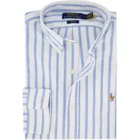 Ralph Lauren for man. 710944615001 Light blue Slim Fit oxford shirt with stripes (XXL), Casual, Cotton, Long sleeve