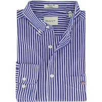 Gant for man. 3000130 Blue striped poplin shirt Regular Fit (3XL), Casual, Cotton, Classic, Long sleeve