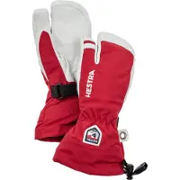 Hestra Army Leather Heli Ski, 3-finger Skihansker, Junior, Red