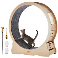 Vevor Trehjul for Katt, Stort Tredemøllehjul for Innekatter, Løpehjul for Katt med Avtakbart Teppe og Katteteaser for Løping/Gåing/Trening, Passer for De fleste Katter Gul