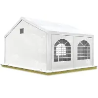TOOLPORT 3x4 m partytelt, PE-presenning, hvit, med bunnramme