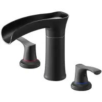 Vevor romersk badekarkran, 3-hulls fossefallsbadekarkran, badekarkraner i sinklegering med 2 håndtak, romersk badekarkran dekkmontering for vask av kjæledyr, bading av voksne, matt svart, temperaturko