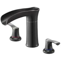 Vevor romersk badekarkran, 3-hulls fossefallsbadekarkran, badekarkransett i sinklegering med 2 håndtak, badekarkransett for bunnmontering for vask av kjæledyr, bading av voksne, oljegnidd bronse, dryp