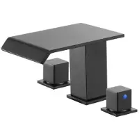 Vevor romersk badekarkran, 3-hulls fossefallsbadekarkran, badekarkransett med 2 håndtak, romerske badekarkraner dekkmontering for vask av kjæledyr, babypleie, bading av voksne, matt svart, rustfritt s