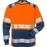 Fristads Langermet T-skjorte 7457 THV klasse 2 Varseloransje/marineblå XS