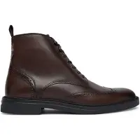 BOSS for man. 50552551 Brown leather ankle boots with openwork details (40), Flat, Zip, Casual