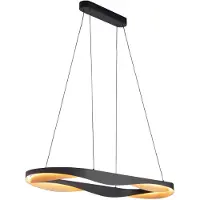Highlight LED-hengelampe Ascoli, 100 x 36 cm svart/gull, metall, dimbar