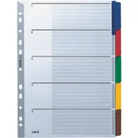 Leitz - Inndeler - 5 deler - for A4 (210 x 297 mm) - med fliker (en pakke 5)