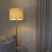 PR Home Gulvlampe Amy, gul/gull, høyde 150 cm, tekstil, E27