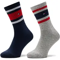 Tommy Hilfiger Sokker - 2-pack - Navy/Grå Melert m. Logostriper - - 39/42 - Sokker