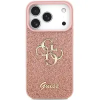 GUESS iPhone 17 Pro Fixed Glitter 4G Metal Logo Deksel - Rosa