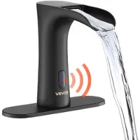 Vevor Berøringsfri baderomsvaskkran, automatisk bevegelsessensor foss toalett toalettkran med hulldeksel, moderne elektronisk sensor varmt/kaldt vann for 9,5 mm rør kommersiell, matt svart