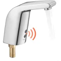 Vevor Berøringsfri baderomsvaskkran, automatisk bevegelsessensor toalettkran kaldt vann med ett hull, batteridrevet for 9,5 mm rør kommersielt toalett, forkrommet sølv