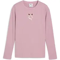 Puma Graphic Bow Long Sleeve Tee Youth, Clothing, Poised Pink, 7-8Y