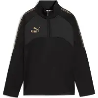 Puma KING Football Training Winter Quarter-Zip Top Youth, Clothing, Black/Gold, 11-12Y