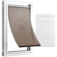 Vevor Kjæledyrdør, 28,5 cm x 41,5 cm aluminiumsramme med lås- og klaffsystem, værbestandig hundedør, enkel å installere i innvendige eller ytterdører, kjæledyrdør egnet for katt, hund og kattunger (hv